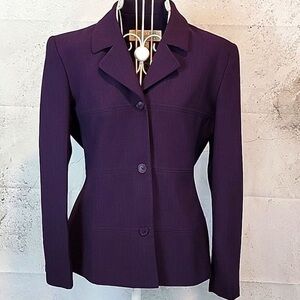 90s vintage Larry Levine suit jacket in plum purple Size 4P petite
